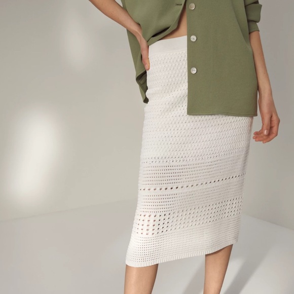Aritzia Wilfred Heirloom White Knit Aline Skirt - Picture 7 of 9
